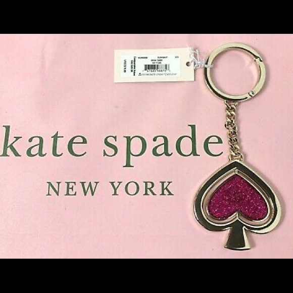 NWT KATE SPADE GLITTER PINK/SLVR REVOLVING KEY FOB - Picture 4 of 5
